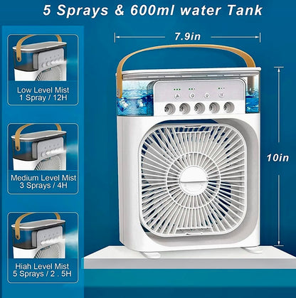Portable Air Cooler Fan with Humidifier & LED Light