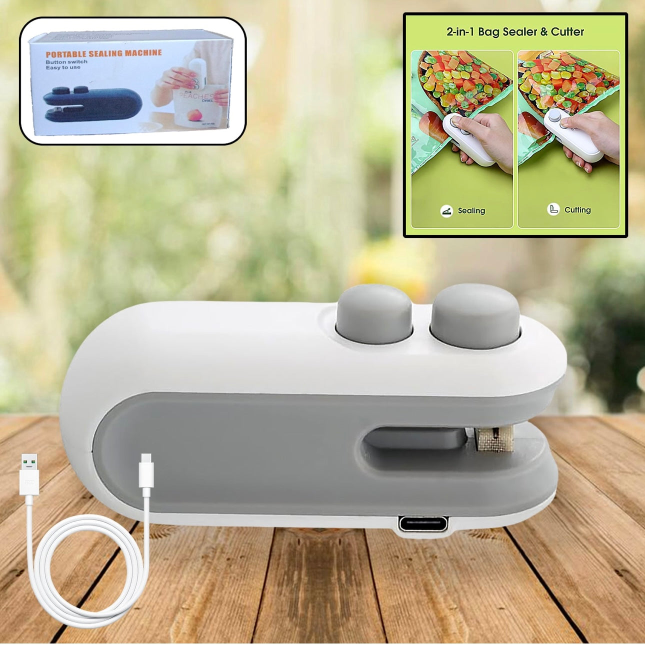 2-in-1 Mini Bag Sealer & Cutter | Rechargeable Heat Sealing Machine