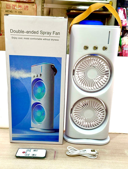 Dual Fan Portable Cooler with Humidifier & Rechargeable Battery