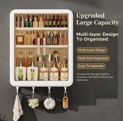 Premium Wall Mounted Bathroom Storage Cabinet with Hooks