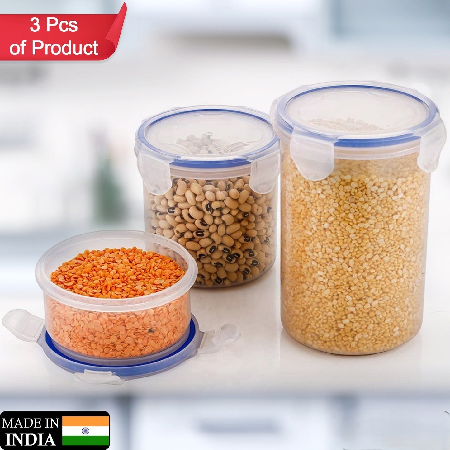 Airtight Food Storage Containers Set of 3 for Kitchen